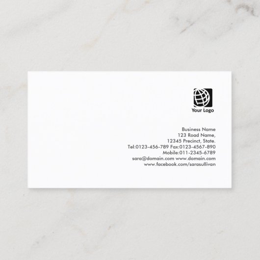 Carte de visite de monogramme subtil du traiteur (Dos)