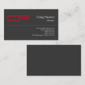 Carte de visite de Monogramme tendance gris rouge  (Devant / Derrière)