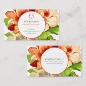 Carte de visite de monogrammes rose et vert (Devant / Derrière)