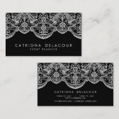 Carte de visite de Motif de dentelle noir et blanc (Devant / Derrière)