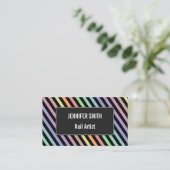 Carte de visite de Motif de lignes de couleur Noir (Debout devant)