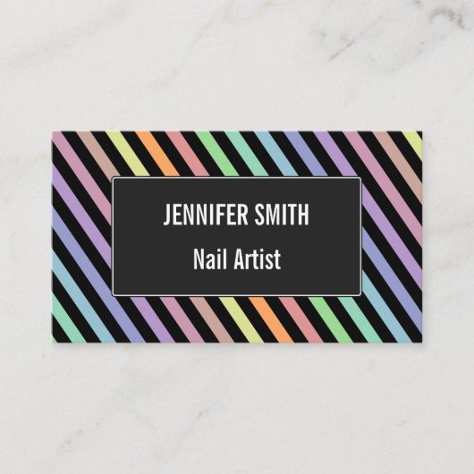 Carte de visite de Motif de lignes de couleur Noir (Devant)