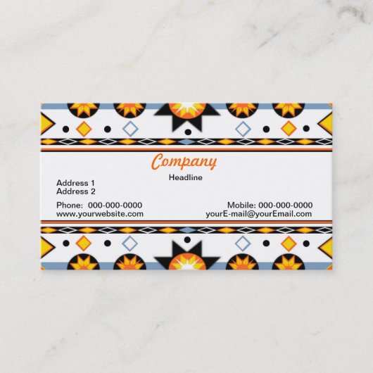 Carte de visite de motif de Sun de Natif américain (Devant)