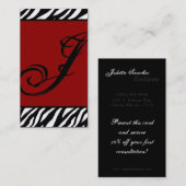 Carte de visite de motif d'impression de zèbre de (Devant / Derrière)