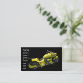 Carte de visite de moto jaune (Debout devant)