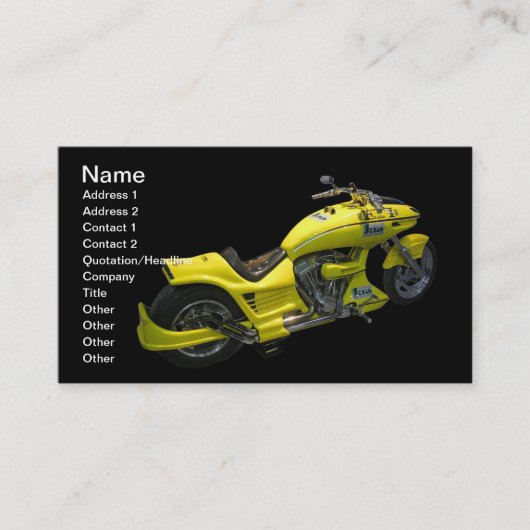 Carte de visite de moto jaune (Devant)