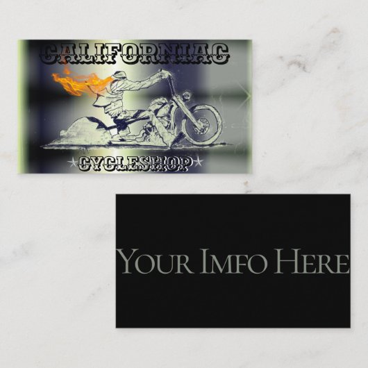 Carte de visite de motocyclette noir et chrome élé (Devant / Derrière)