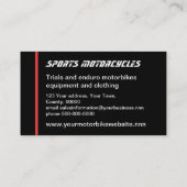 Carte de visite de motos de sports (Dos)