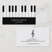 Carte de visite de musicien de piano avec la note (Devant / Derrière)
