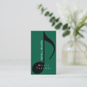 Carte de visite de musicien vert avec note de musi (Debout devant)