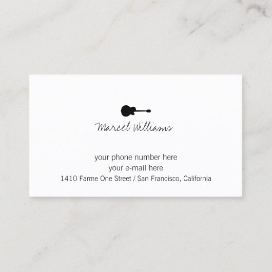 Carte de visite de musique cool pour les professeu (Dos)