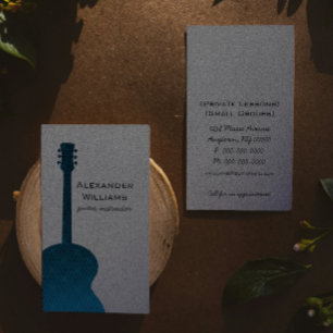 Carte de visite de musique de guitare rayée, bleu