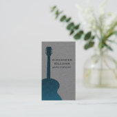 Carte de visite de musique de guitare rayée, bleu (Debout devant)