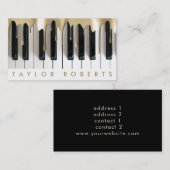 carte de visite de musique de pianiste doré (Devant / Derrière)