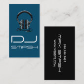 Carte de visite de musique DJ bleu cool (Devant / Derrière)