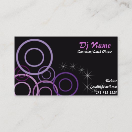 Carte de visite de musique Dj Nice (Devant)