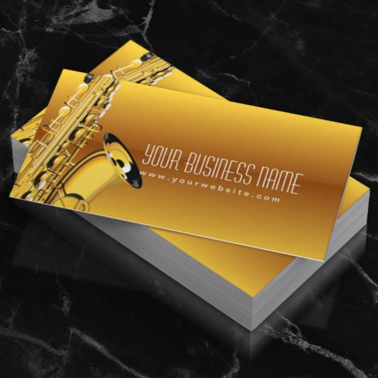 Carte de visite de musique Gold Jazz Saxophone