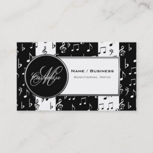Carte de visite de musique noir et blanc Monogram