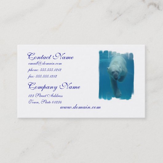 Carte de visite de natation d'ours blanc (Devant)