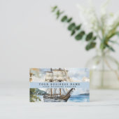 Carte de visite de navire nautique classique | Mar (Debout devant)