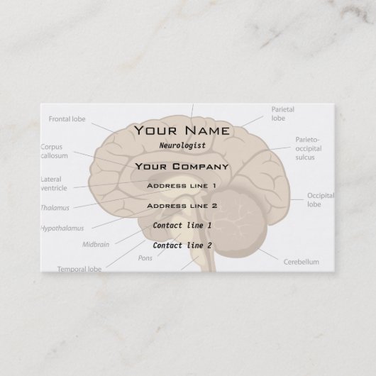 Carte de visite de neurologue d'anatomie de (Devant)