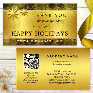 Carte de visite de Noël Chic Gold Merci QR