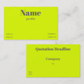 carte de visite de nom jaune fluorescent (Devant / Derrière)