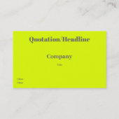 carte de visite de nom jaune fluorescent (Dos)