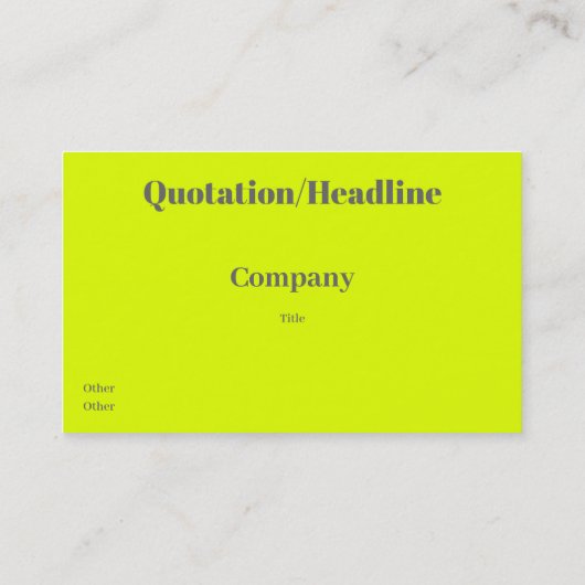 carte de visite de nom jaune fluorescent (Dos)