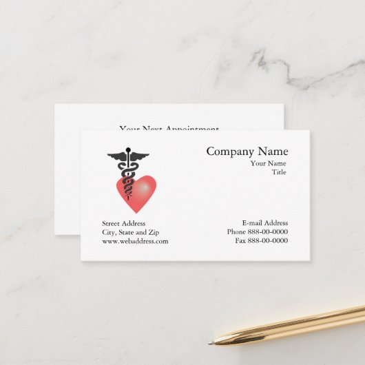 Carte de visite de nomination du cardiologue (Devant/Arrière en situation)