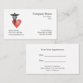 Carte de visite de nomination du cardiologue (Devant / Derrière)