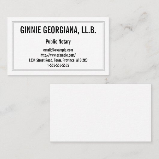 Carte de visite de notaire conservateur (Devant / Derrière)
