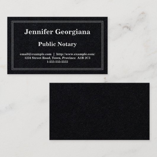 Carte de visite de notaire public simple (Devant / Derrière)