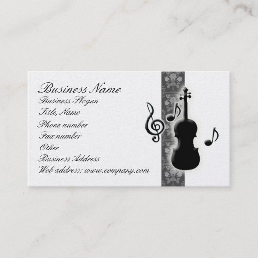 Carte de visite de notes de musique violon (Devant)