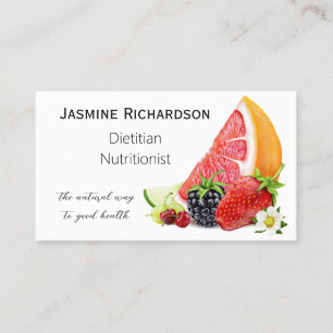 Carte de visite de nutrition des fruits frais