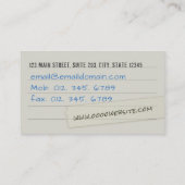 Carte de visite de page de carnet (Dos)