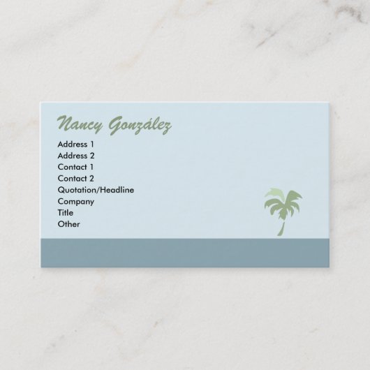 Carte de visite de palmier - bleu (Devant)