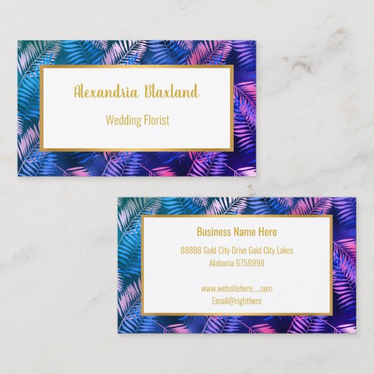 CARTE DE VISITE DE PALMIERS TROPICAUX MIAMI (Devant / Derrière)