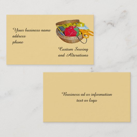 Carte de visite de panier de couture (Devant / Derrière)
