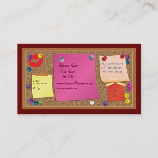 Carte de visite de panneau de liège (Devant)