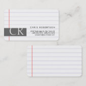 Carte de visite de papier à angle arrondi Monogram (Devant / Derrière)