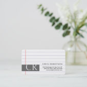 Carte de visite de papier à angle arrondi Monogram (Debout devant)