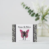 Carte de visite de papillon d'impression de zèbre (Debout devant)
