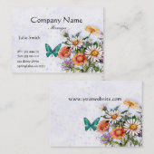 Carte de visite de papillon et de marguerites (Devant / Derrière)