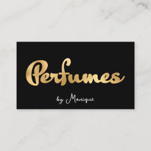 Carte de visite de parfums d'or noir et faux