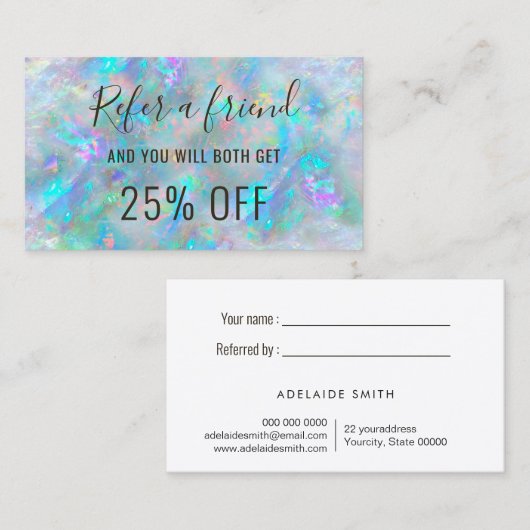 carte de visite de parrainage inspirée de l'opale (Devant / Derrière)