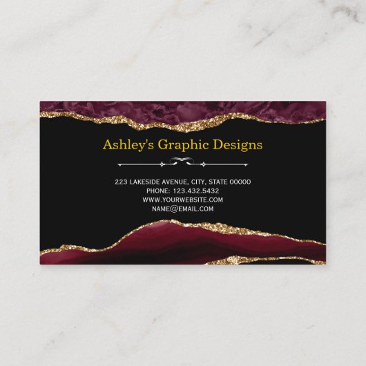 Carte de visite de Parties scintillant Agate Burgu (Dos)