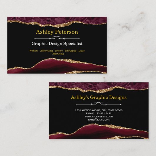 Carte de visite de Parties scintillant Agate Burgu (Devant / Derrière)