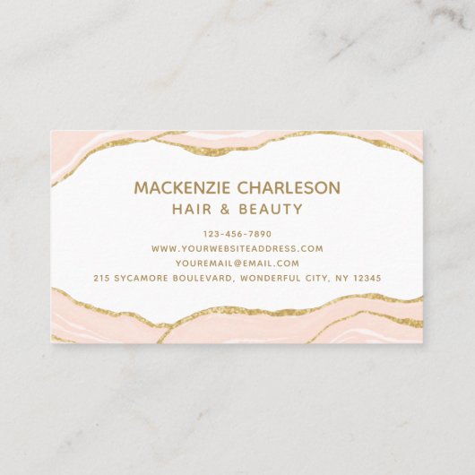 Carte de visite de Parties scintillant doré rose p (Dos)