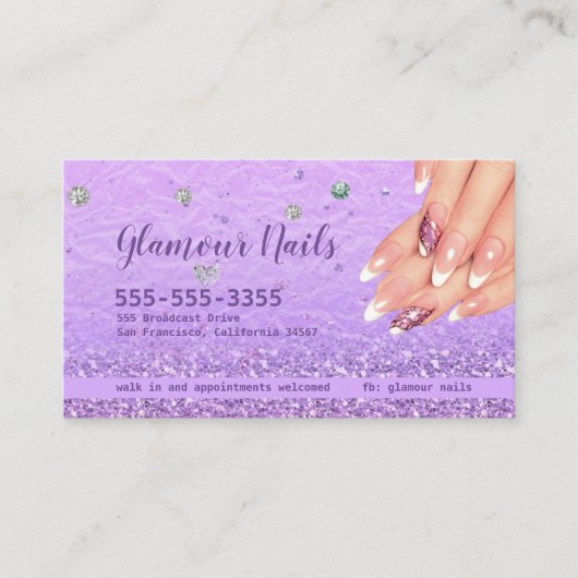 Carte de visite de parties scintillant et de diama (Devant)